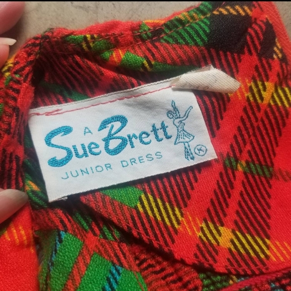 🎈Sale! Vintage 60s 70s Plaid Sleeveless Dress xs - Picture 7 of 7